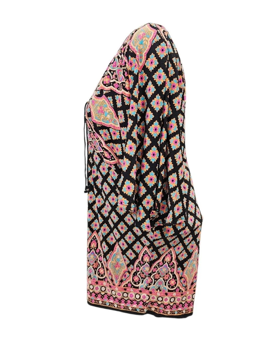 Nanette Lepore Swim XS Coverup Hot Pink Orange Medallion Floral Cold Shoulder